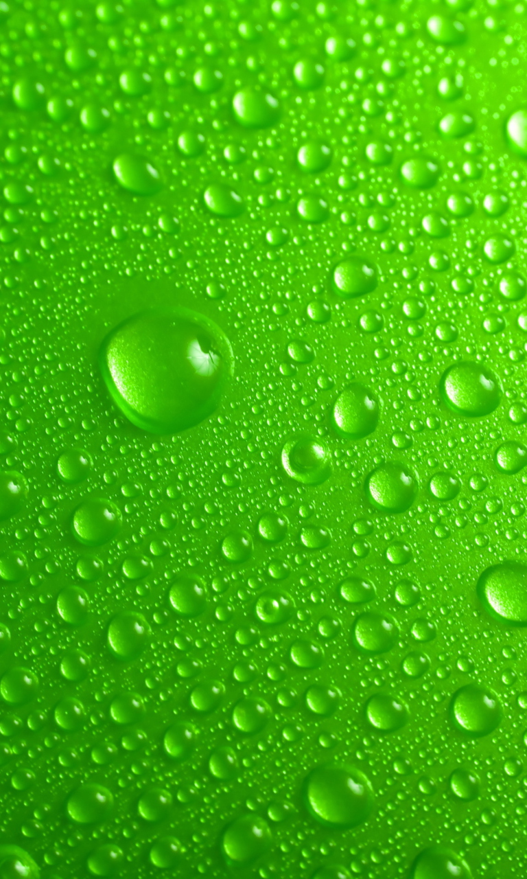 Das Green Water Drops Wallpaper 768x1280