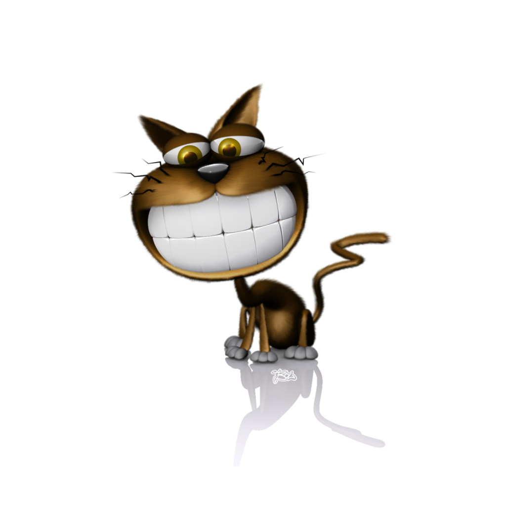 Das 3D Smiling Cat Wallpaper 1024x1024