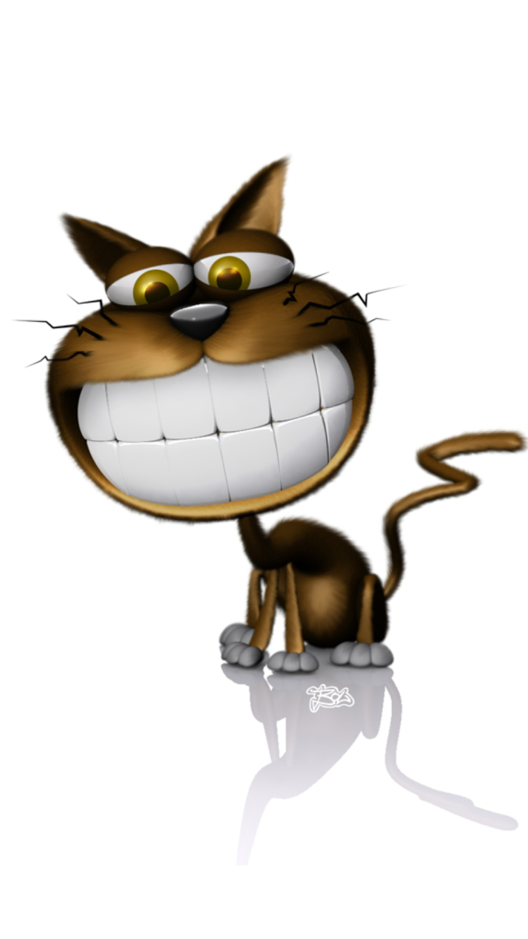 3D Smiling Cat wallpaper 1080x1920