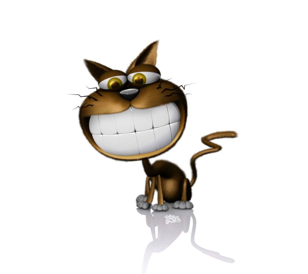 Das 3D Smiling Cat Wallpaper 1080x960