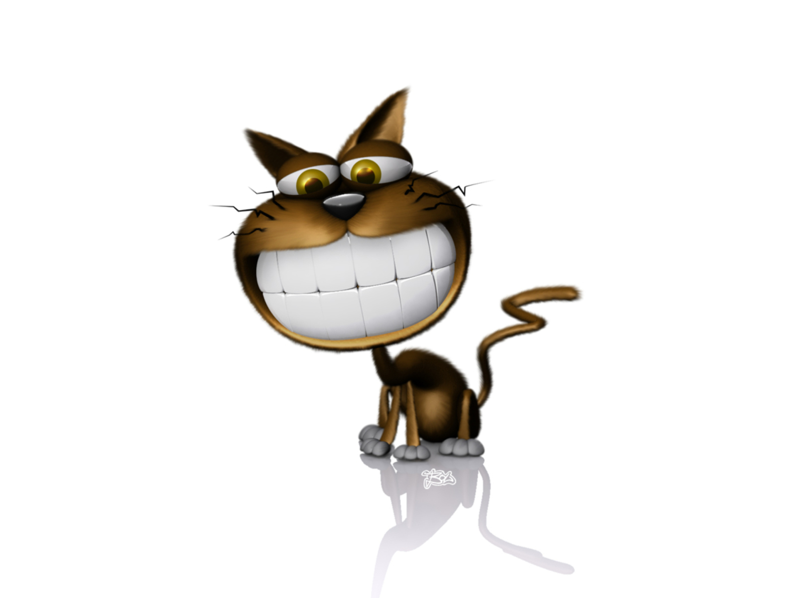 3D Smiling Cat wallpaper 1600x1200