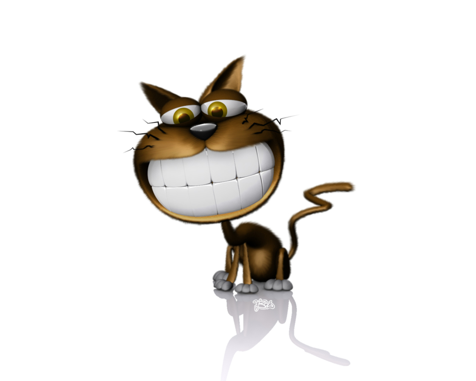 3D Smiling Cat wallpaper 1600x1280