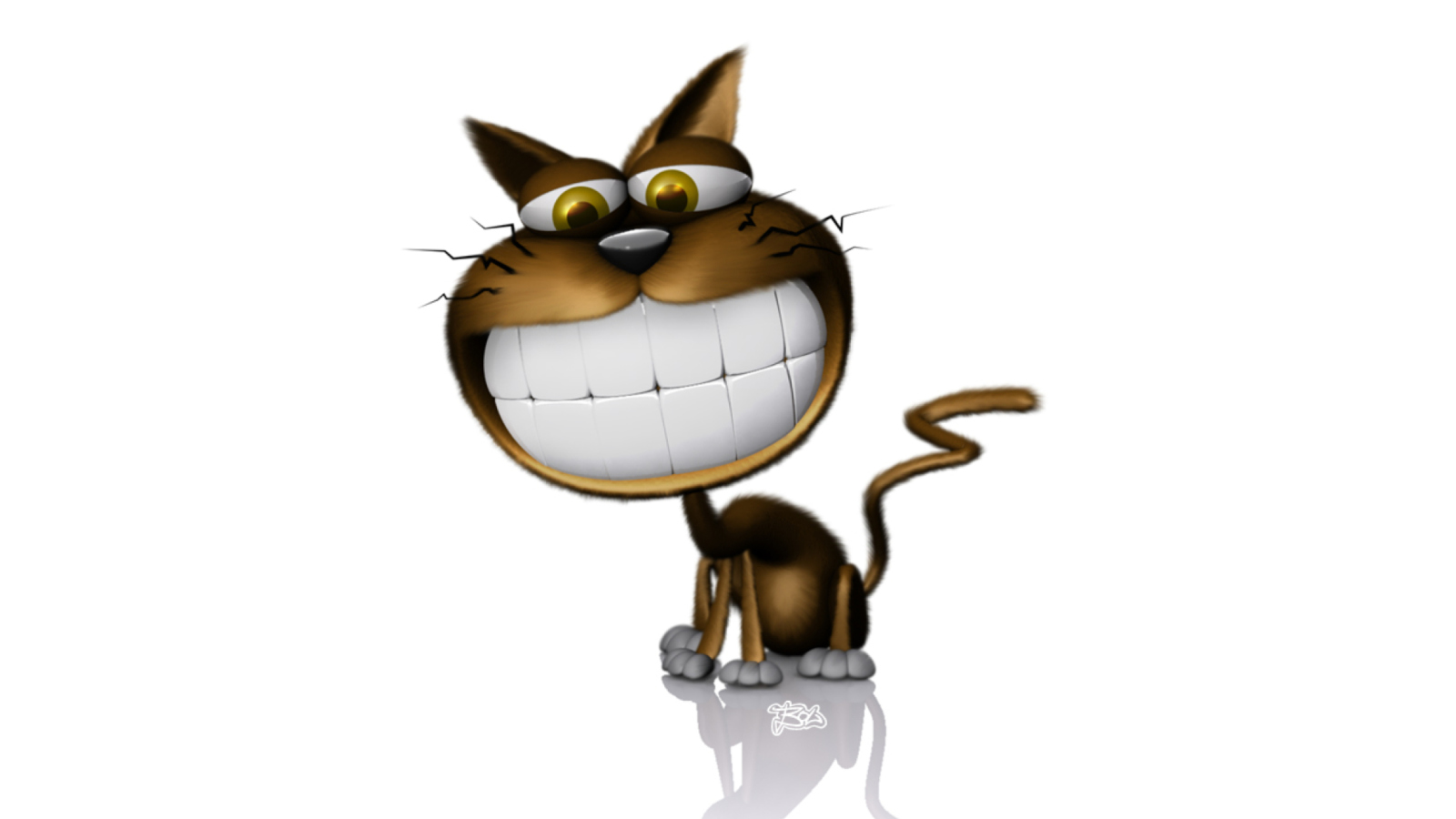 Screenshot №1 pro téma 3D Smiling Cat 1600x900