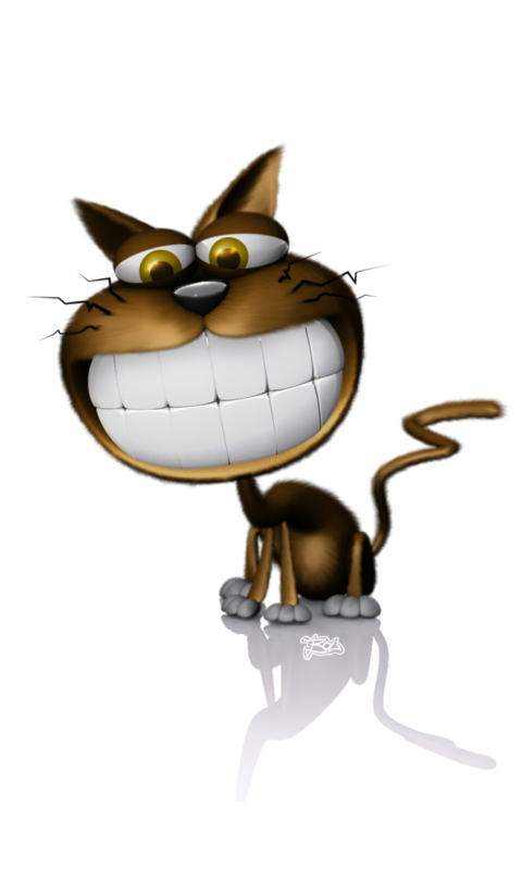 3D Smiling Cat wallpaper 480x800