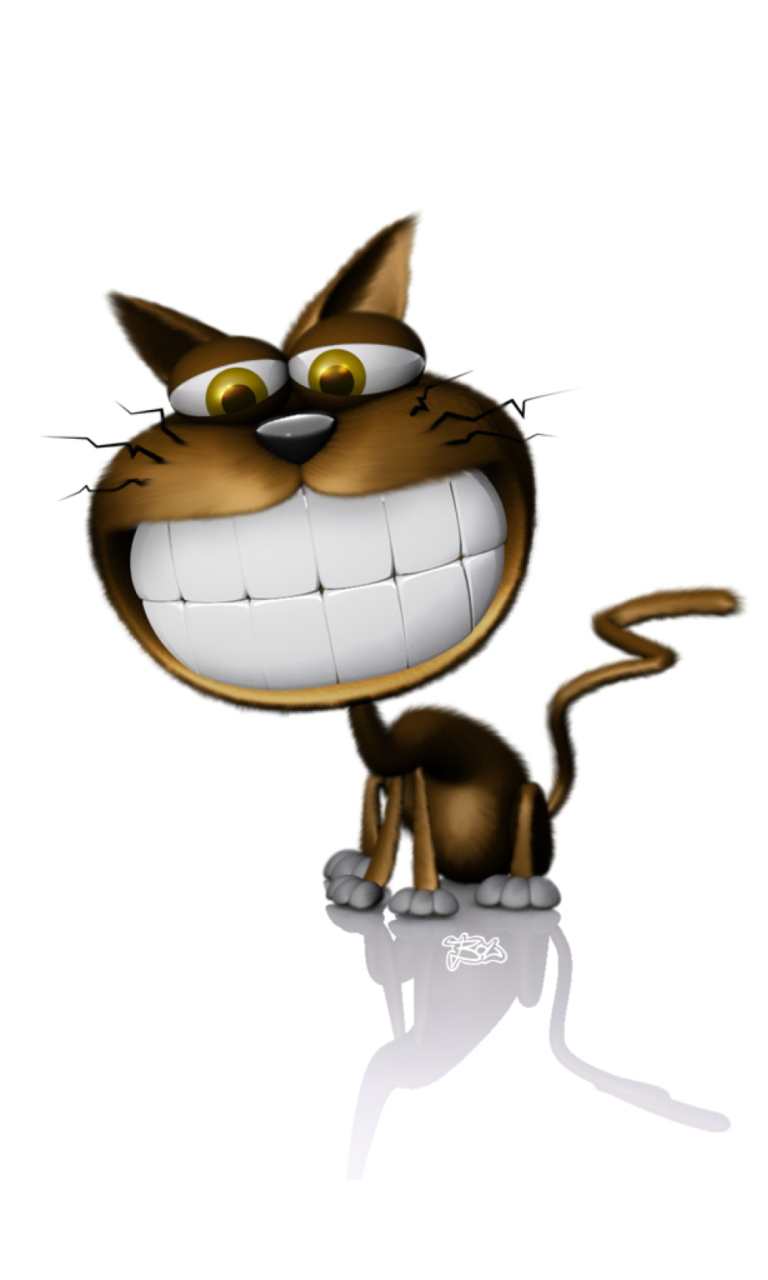 Das 3D Smiling Cat Wallpaper 768x1280