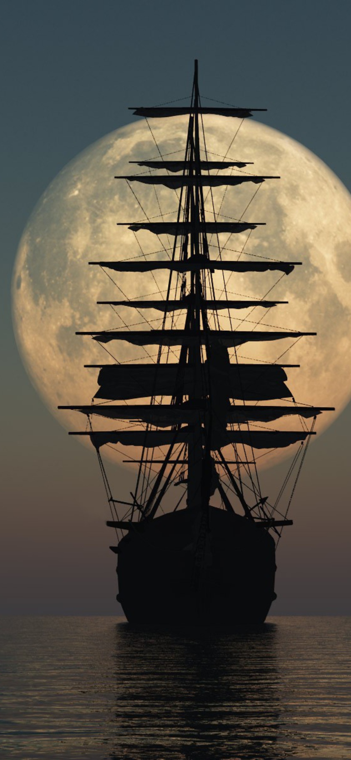 Ship Silhouette In Front Of Full Moon screenshot #1 1170x2532