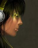 Das Girl With Headphones Wallpaper 128x160