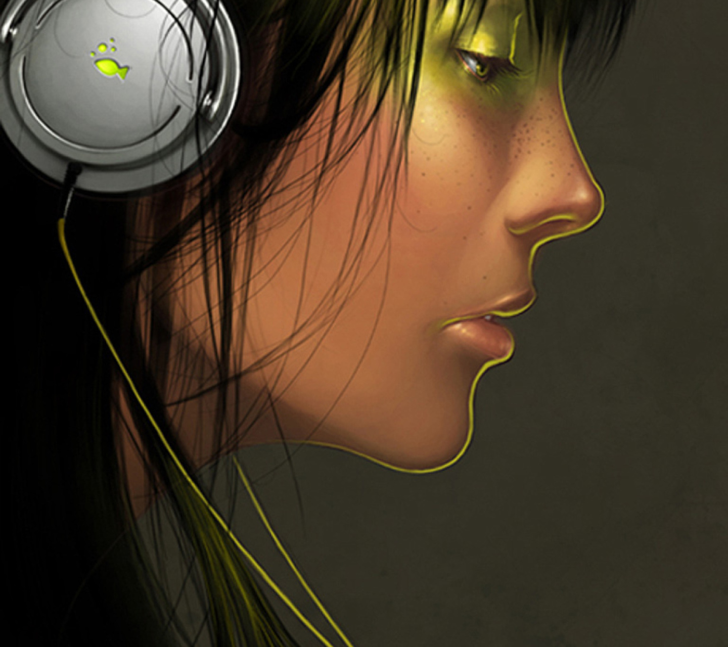 Fondo de pantalla Girl With Headphones 1440x1280