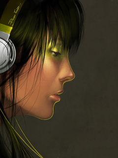 Das Girl With Headphones Wallpaper 240x320