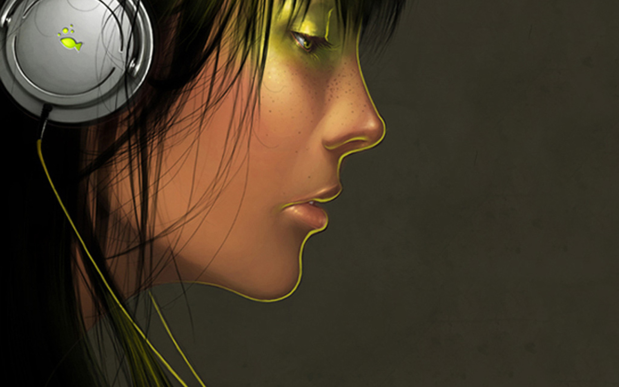 Das Girl With Headphones Wallpaper 2560x1600