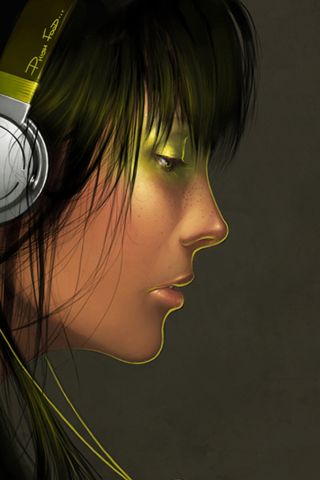 Das Girl With Headphones Wallpaper 320x480