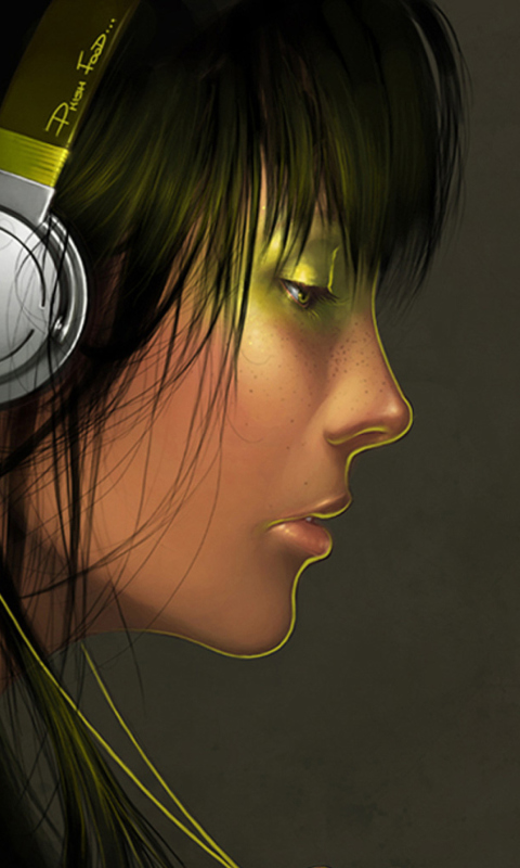 Girl With Headphones wallpaper 480x800