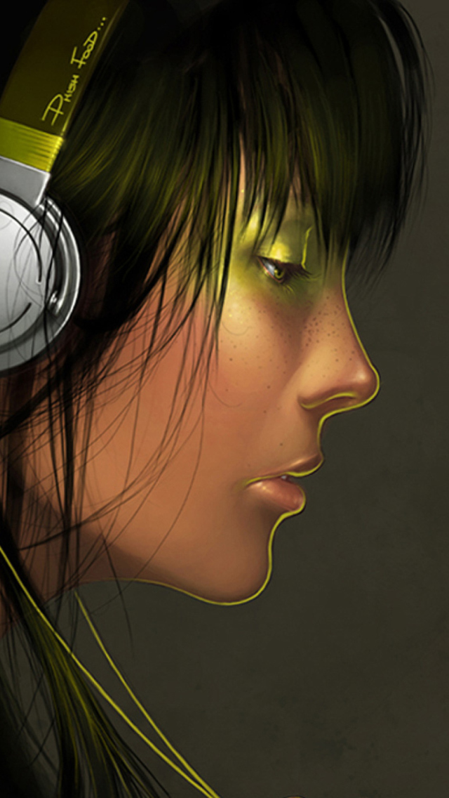 Girl With Headphones wallpaper 640x1136