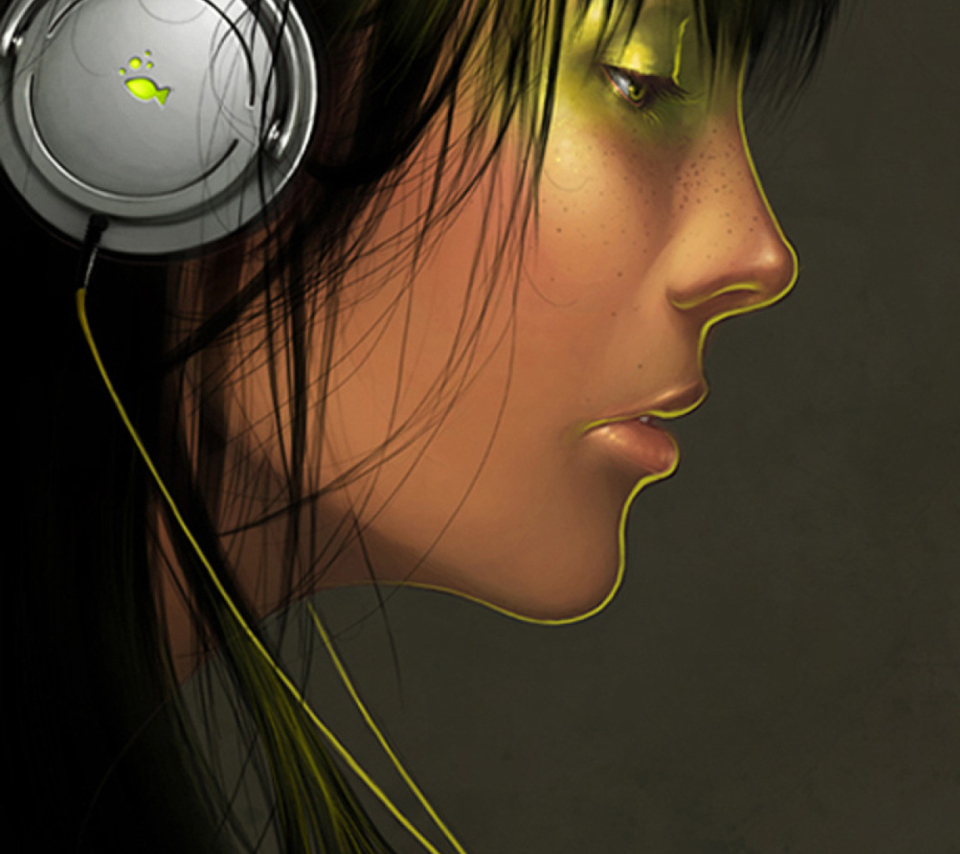 Girl With Headphones wallpaper 960x854