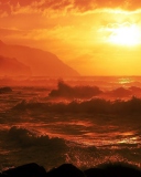 Das Ocean Waves At Sunset Wallpaper 128x160