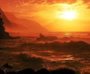 Ocean Waves At Sunset screenshot #1 176x144
