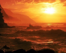 Ocean Waves At Sunset wallpaper 220x176