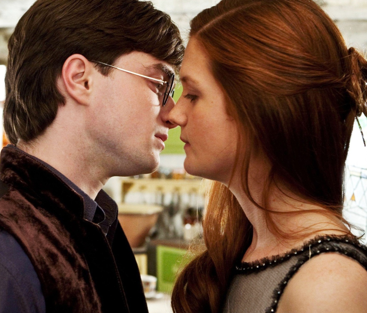 Обои Harry Potter & Ginny Kiss 1200x1024