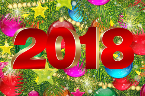 Happy New Year 2018 eMail Greeting Card wallpaper 480x320