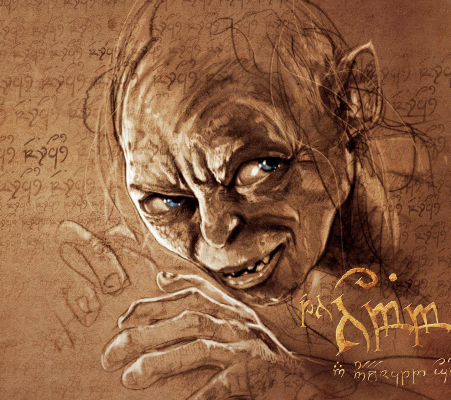 Das The Hobbit Gollum Artwork Wallpaper 1440x1280