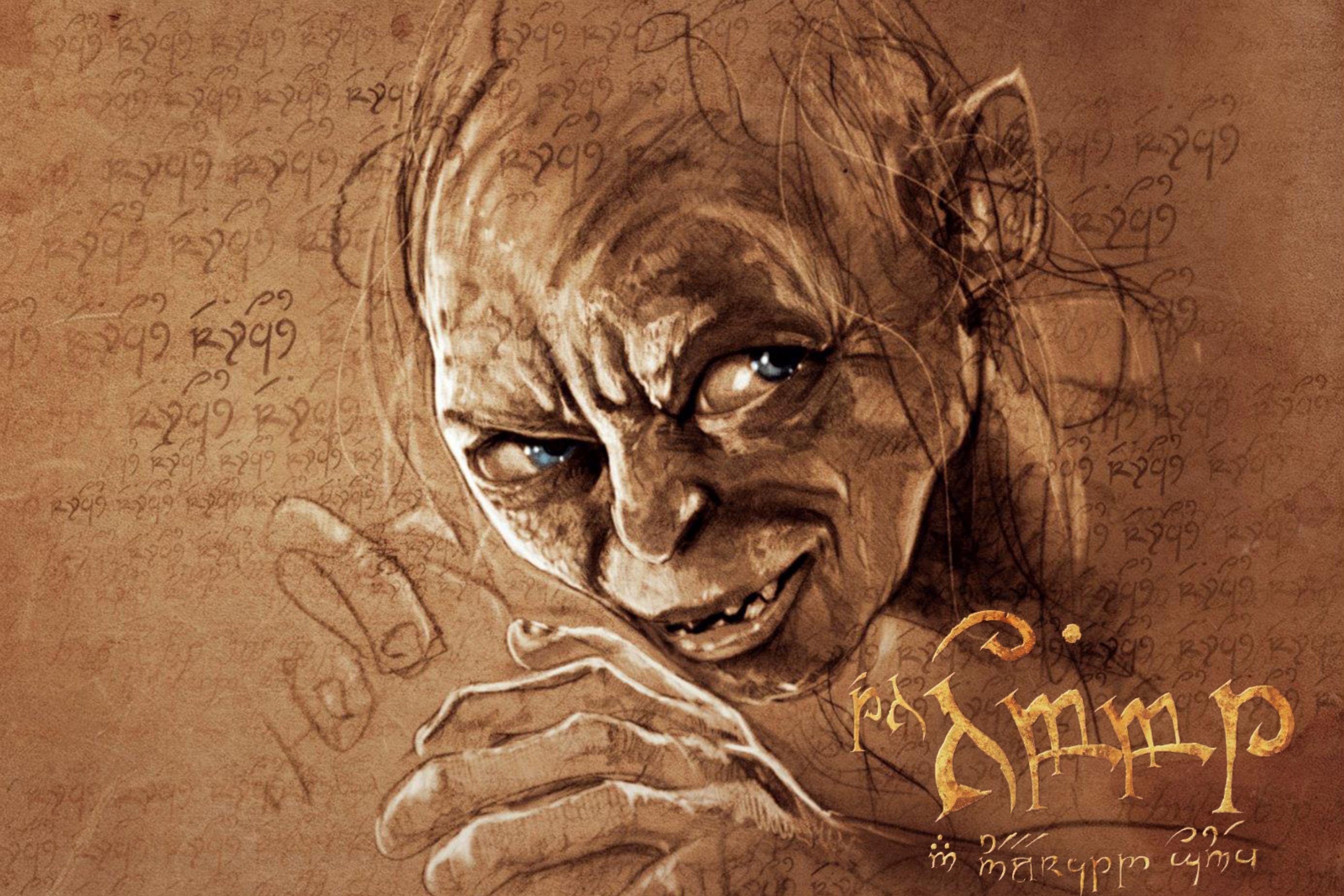 Das The Hobbit Gollum Artwork Wallpaper 2880x1920