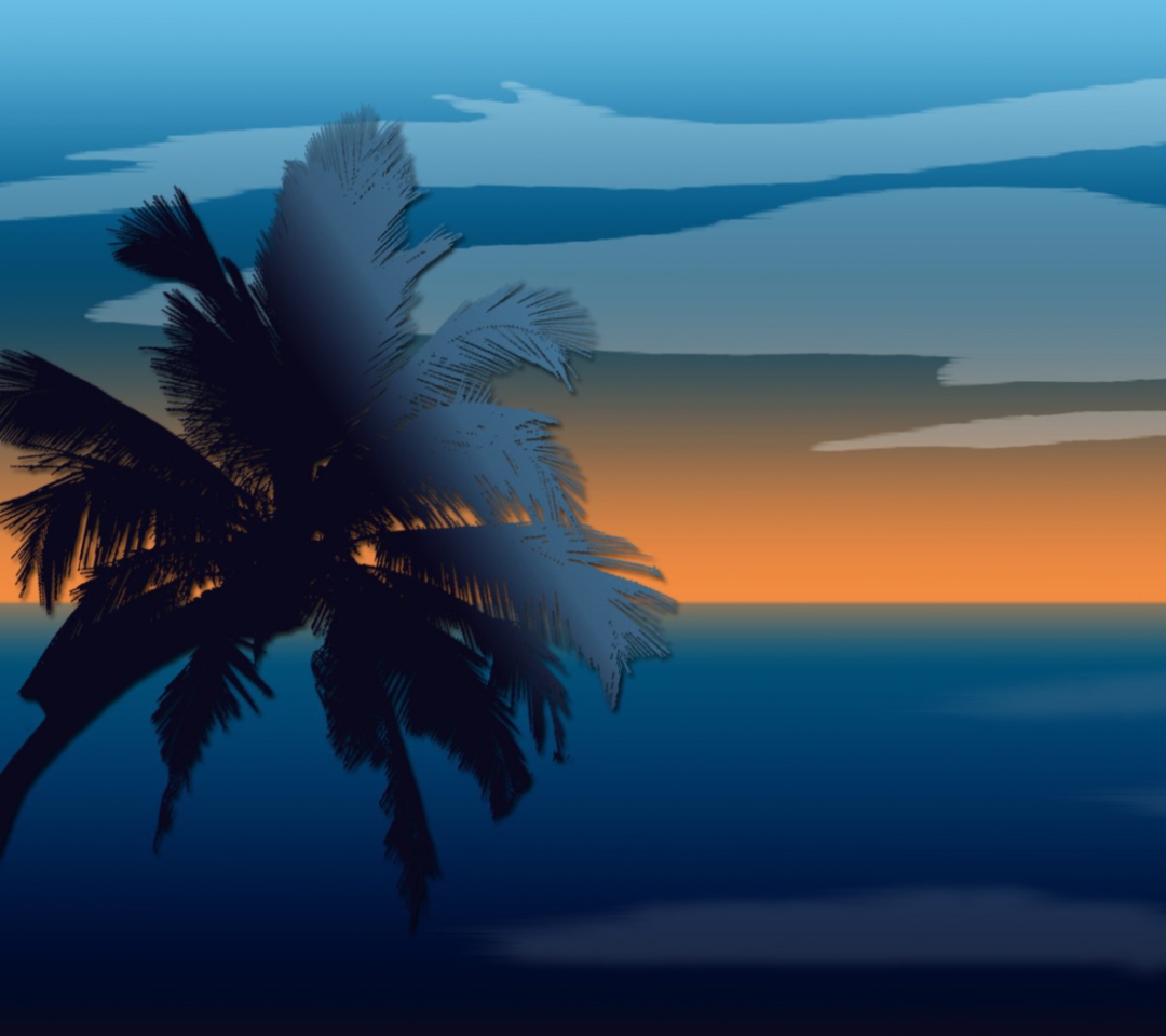Palm And Sunset Computer Graphic wallpaper 1080x960