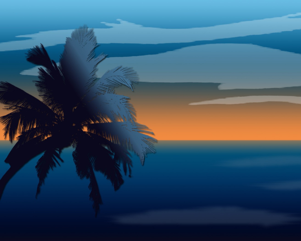 Fondo de pantalla Palm And Sunset Computer Graphic 1280x1024