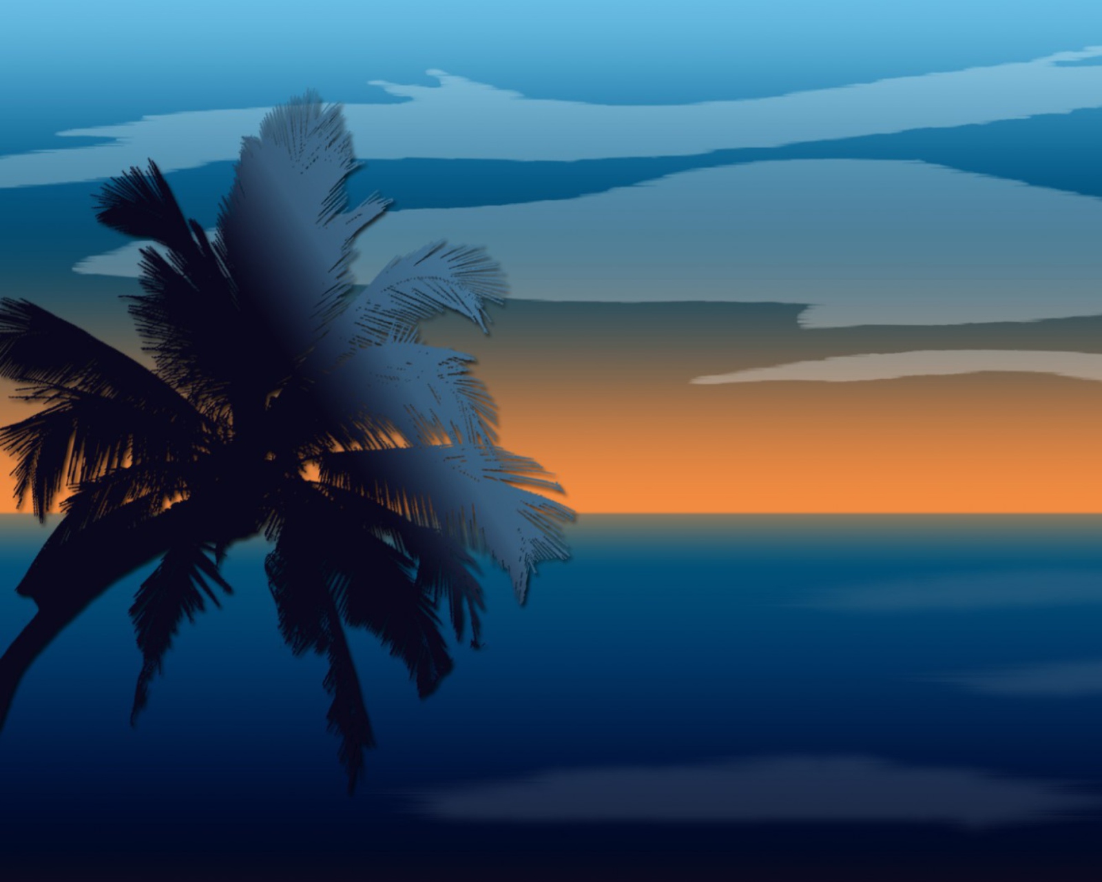 Palm And Sunset Computer Graphic wallpaper 1600x1280