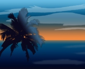 Palm And Sunset Computer Graphic wallpaper 176x144