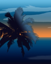 Palm And Sunset Computer Graphic screenshot #1 176x220