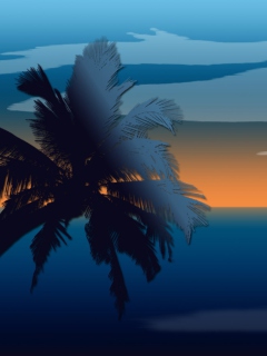 Das Palm And Sunset Computer Graphic Wallpaper 240x320