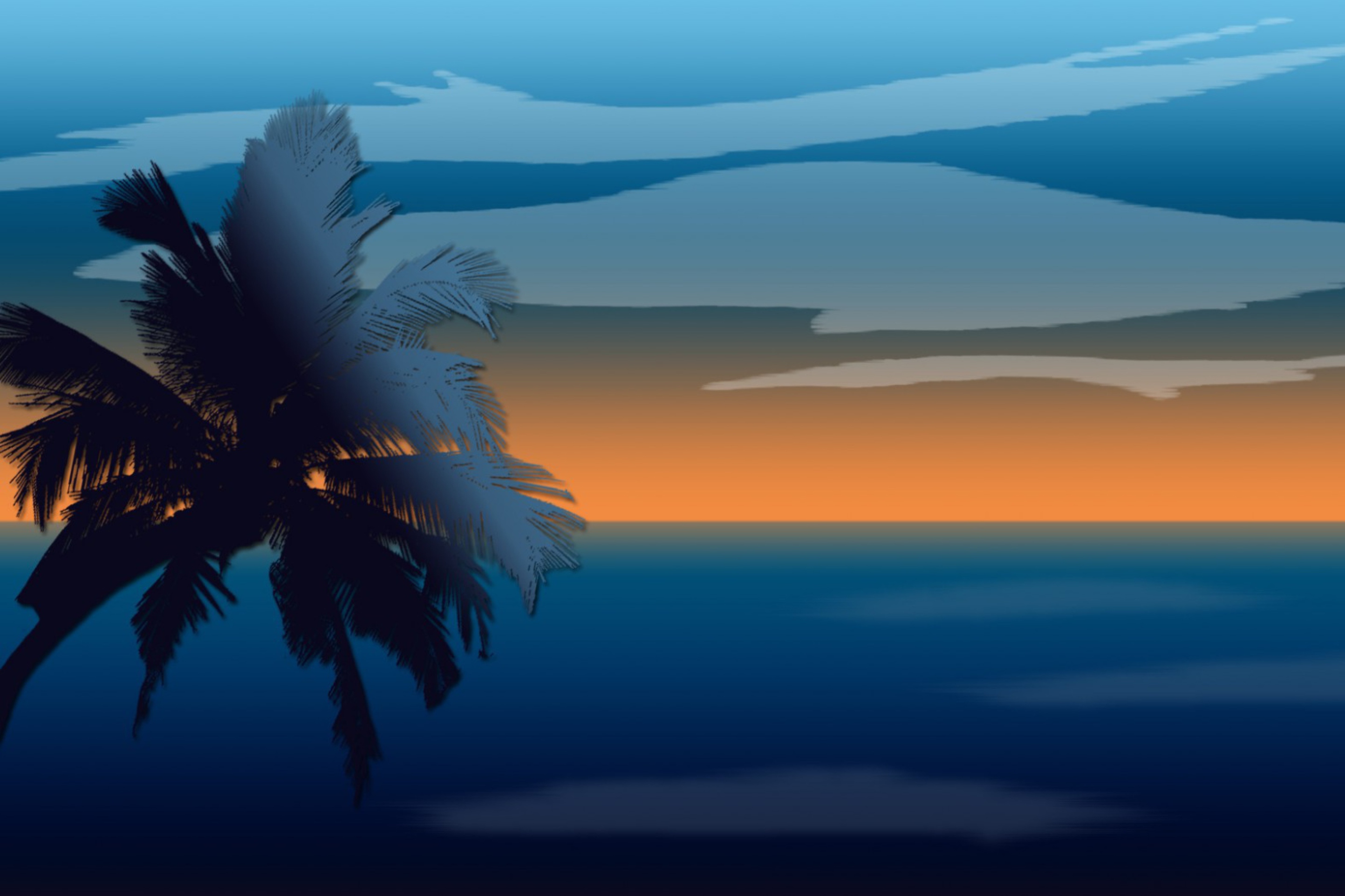 Palm And Sunset Computer Graphic screenshot #1 2880x1920