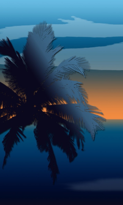 Обои Palm And Sunset Computer Graphic 480x800