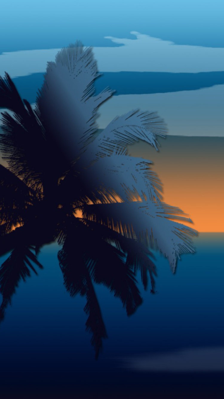 Sfondi Palm And Sunset Computer Graphic 750x1334