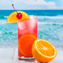 Fondo de pantalla Tropical Paradise Cocktail With Cherry On Top 208x208