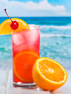 Fondo de pantalla Tropical Paradise Cocktail With Cherry On Top 240x320