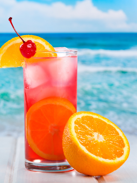 Обои Tropical Paradise Cocktail With Cherry On Top 480x640