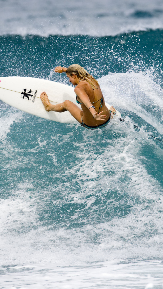 Girl Surfing wallpaper 640x1136