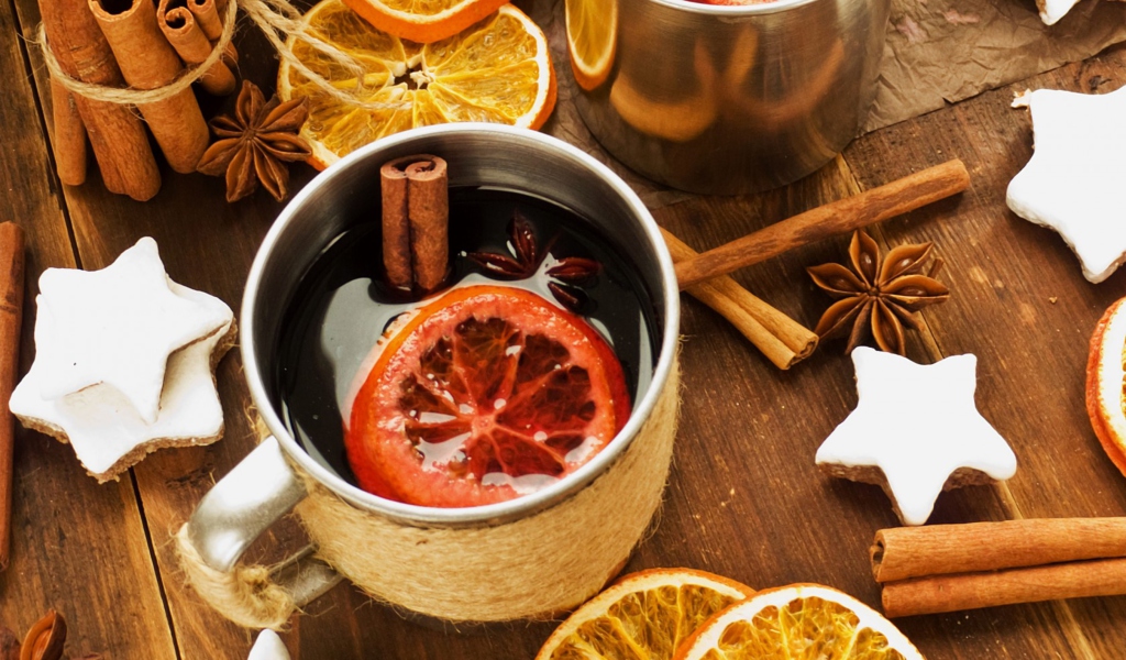 Das Mulled Wine Christmas Drink Wallpaper 1024x600