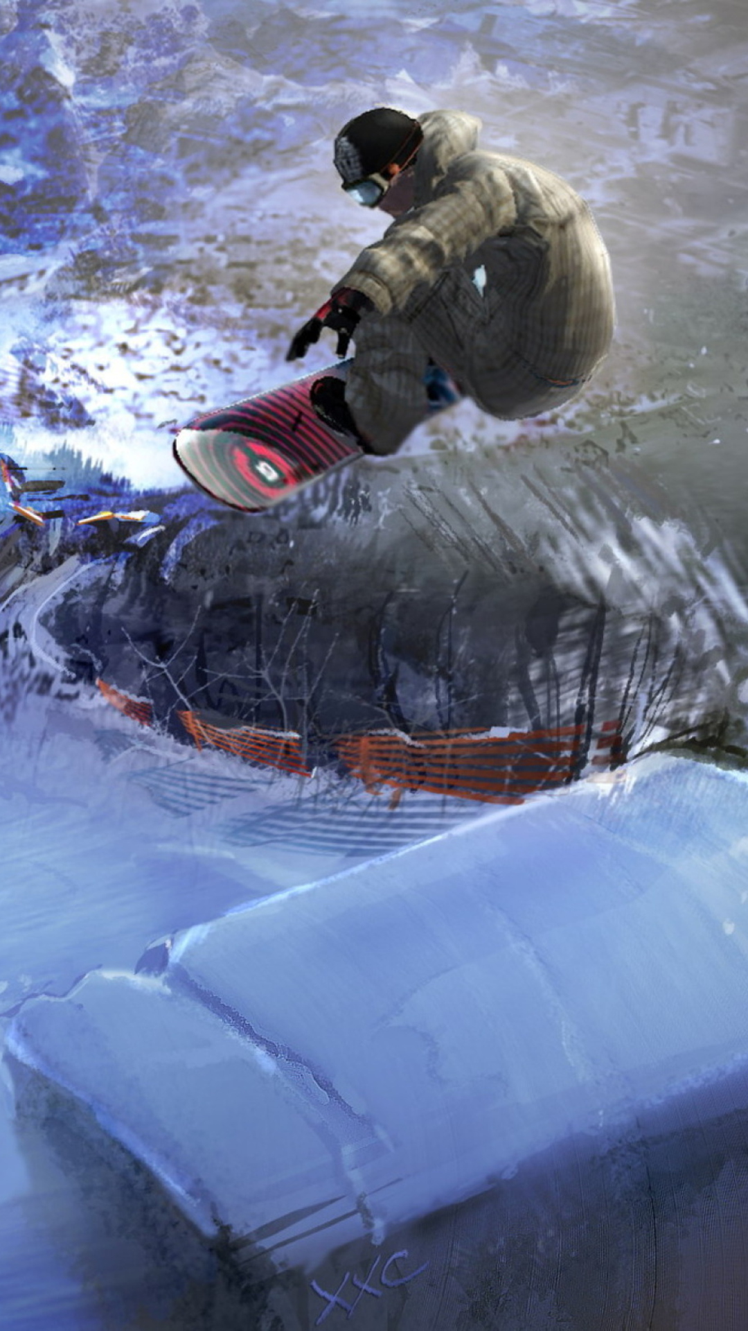 Fondo de pantalla White Snowboarding 1080x1920