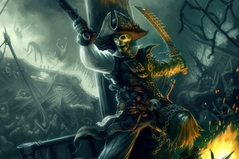 Screenshot №1 pro téma Pirates of the Caribbean: Armada of the Damned 480x320