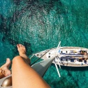 Das Crazy photo from yacht mast Wallpaper 128x128