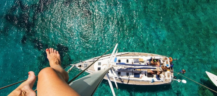 Обои Crazy photo from yacht mast 720x320