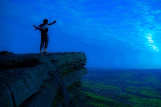 Alone on Rock Picture for Android, iPhone and iPad