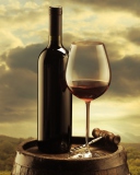 Red Wine And Wine Glass wallpaper 128x160