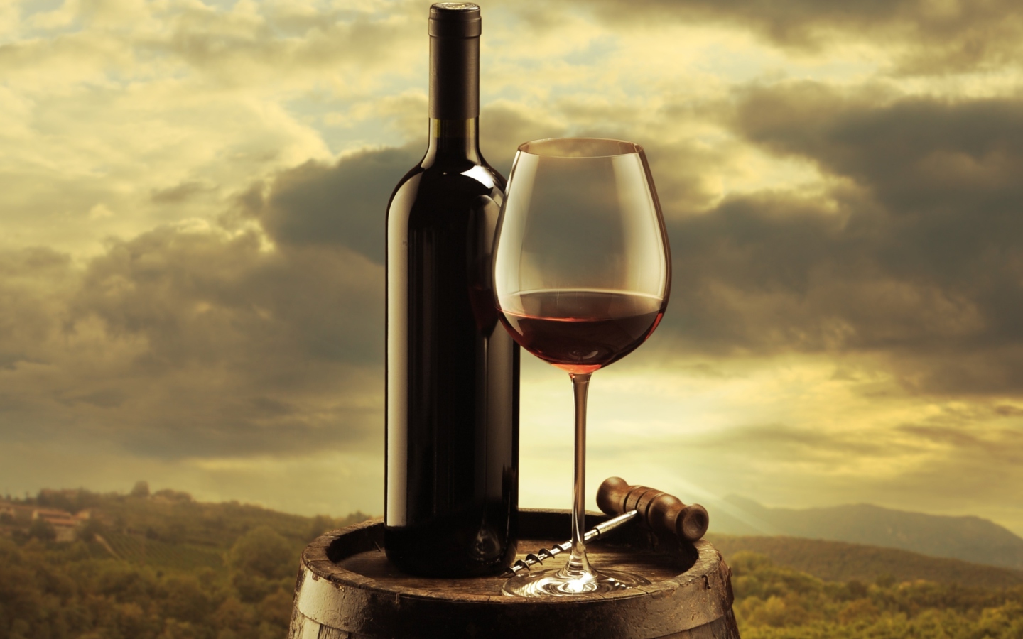 Red Wine And Wine Glass wallpaper 1440x900