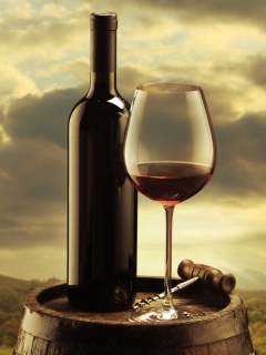 Das Red Wine And Wine Glass Wallpaper 240x320