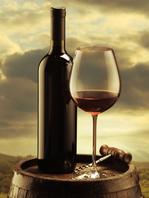 Red Wine And Wine Glass wallpaper 480x640