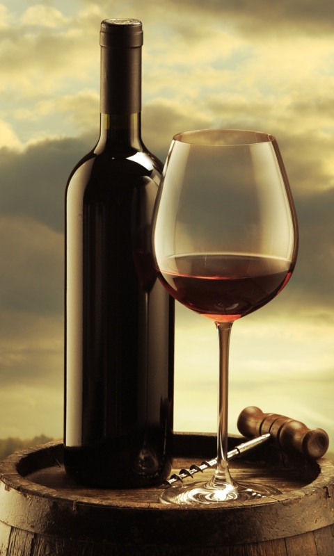 Das Red Wine And Wine Glass Wallpaper 480x800