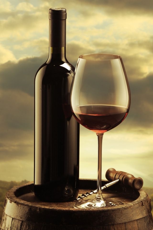 Red Wine And Wine Glass wallpaper 640x960